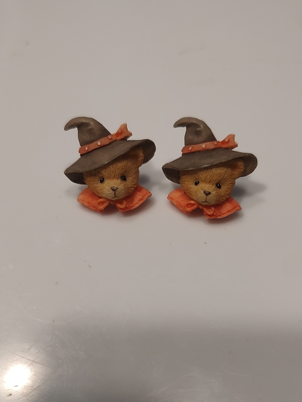 Vintage Cherished Teddies Halloween Earrings Witch Teddy Bear Set